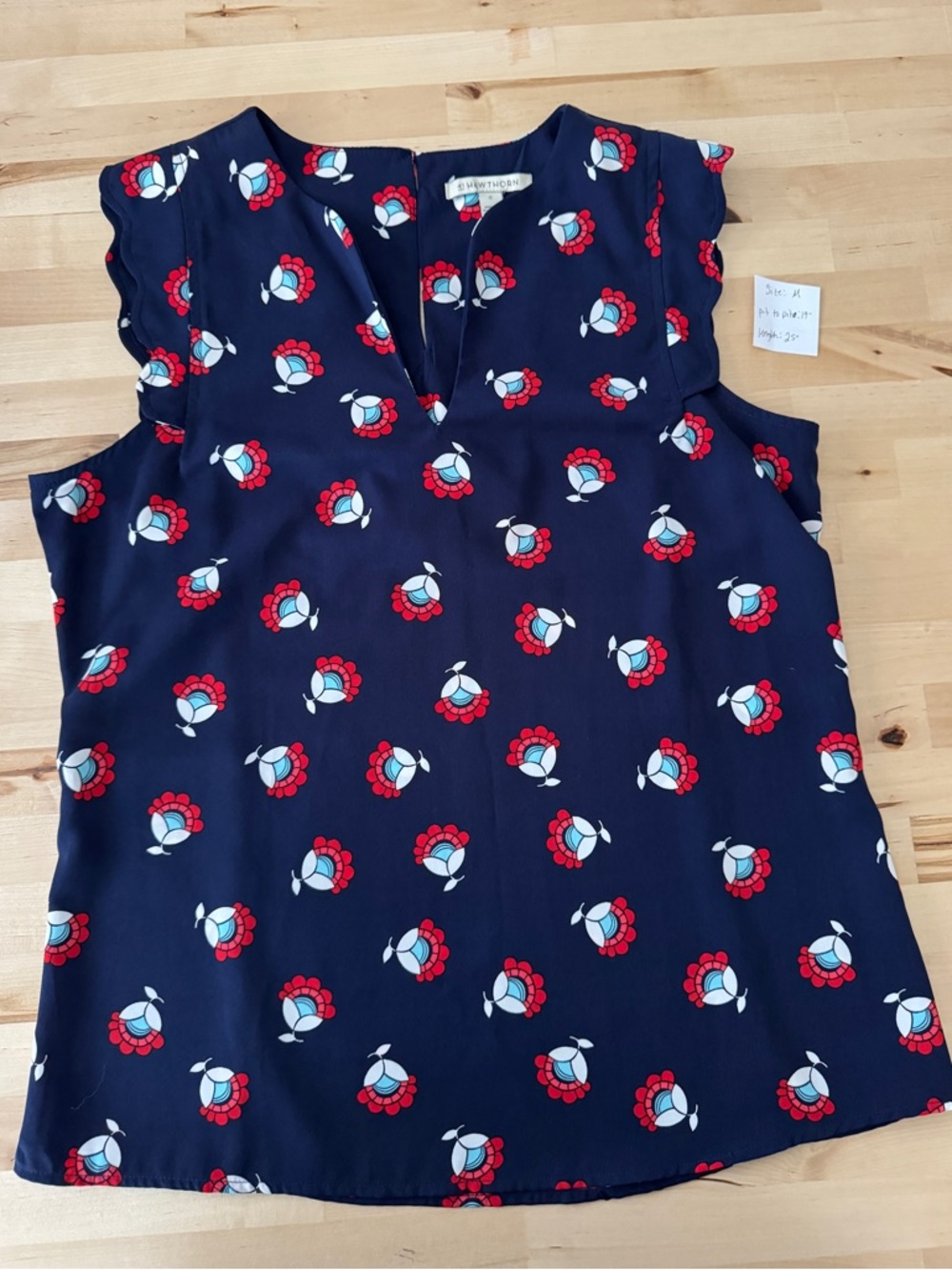 41 Hawthorne Dawney Scallop Sleeve Blouse